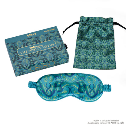 Sleep Mask - White Lotus - Emerald Jungle