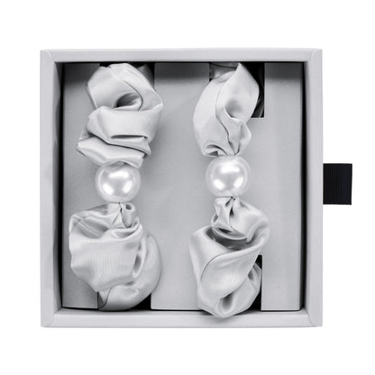 Blissy Pearl Scrunchies - Silver