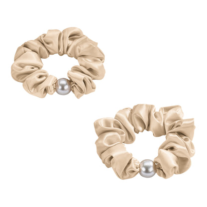 Blissy Pearl Scrunchies - Taupe